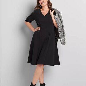 Lane Bryant Perfect Sleeve Textured Fit & Flare Dress